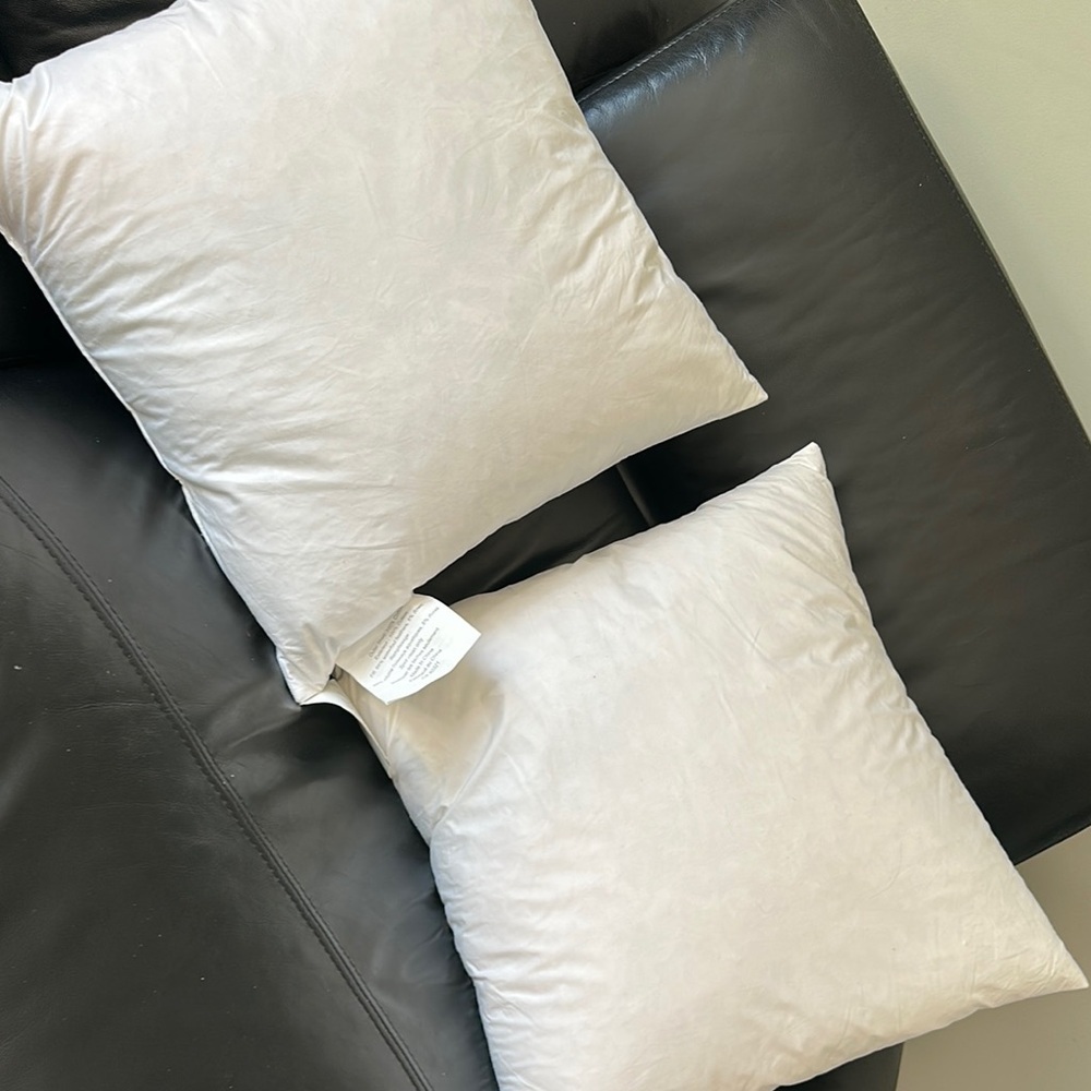 Set of Two White Throw Pillows 95% feather